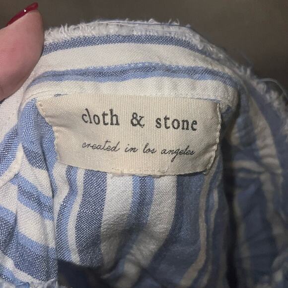 CLOTH &STONE ANTHRO raw hemline striped tunic shirt L - Picture 3 of 6